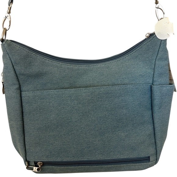 Baggallini Modern Everywhere hobo denim crossbody bag w/removable RFID wristlet - Picture 7 of 9